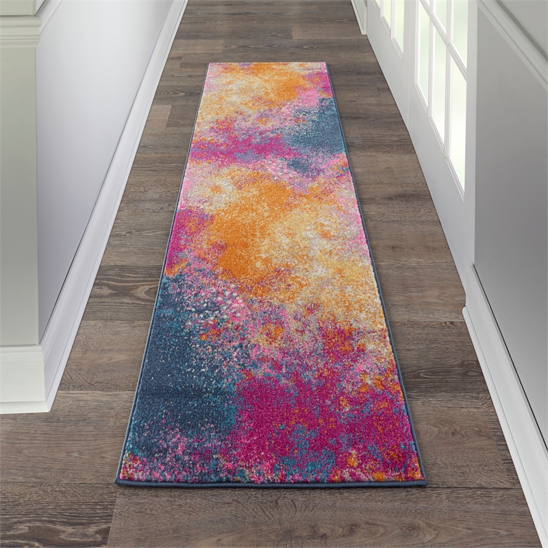 Nourison Passion 10' Runner Multicolor Fabric Modern Area Rug (10' Runner)