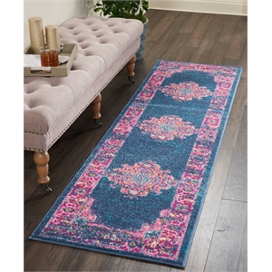 Nourison Passion 8' Runner Blue Fabric Bohemian Area Rug (8' Runner)