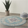 Nourison Passion 4' x Round Ivory Light Blue Fabric Bohemian Area Rug (4' Round)