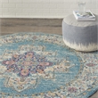 Nourison Passion 4' x Round Ivory Light Blue Fabric Bohemian Area Rug (4' Round)