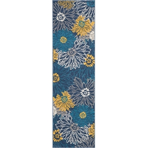 Nourison Passion 8' Runner Blue Fabric Contemporary Area Rug (8' Runner)