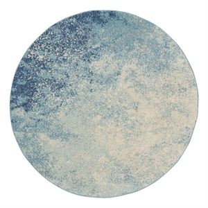 Nourison Passion 4' x Round Navy Light Blue Fabric Modern Area Rug (4' Round)