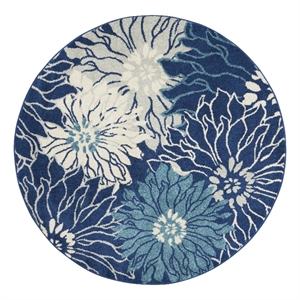 Nourison Passion 4' x Round Navy Ivory Fabric Contemporary Area Rug (4' Round)