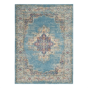 Nourison Passion 4' x 6' Ivory Light Blue Fabric Bohemian Area Rug (4' x 6')