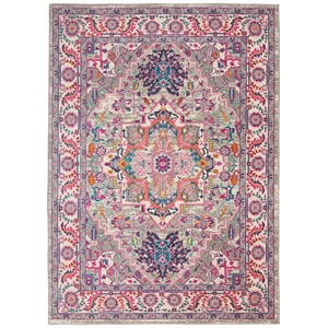 Nourison Passion 5' x 7' Gray and Pink Fabric Bohemian Area Rug (5' x 7')