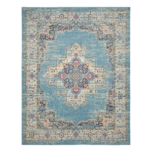 Nourison Passion 9' x 12' Ivory Light Blue Fabric Bohemian Area Rug (9' x 12')
