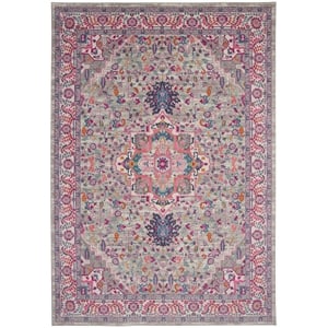 Nourison Passion 9' x 12' Gray and Pink Fabric Bohemian Area Rug (9' x 12')