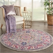 Nourison Passion 5' x Round Gray and Pink Fabric Bohemian Area Rug (5' Round)