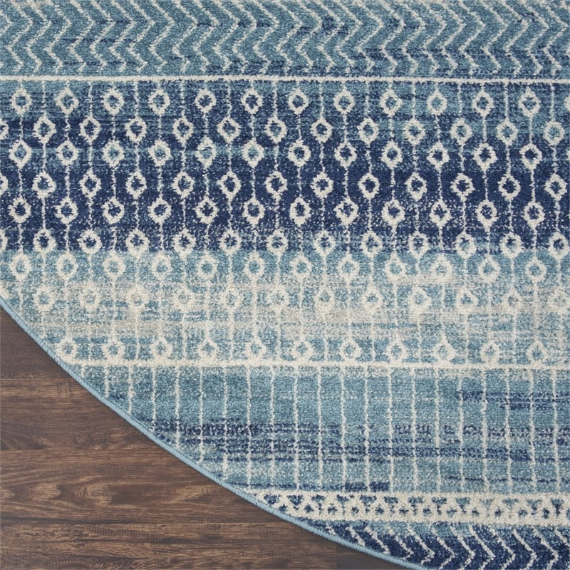 Nourison Passion 8' x round Navy Blue Bohemian Indoor Rug Polypropylene