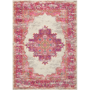 Nourison Passion 5' x 7' Pink and White Fabric Bohemian Area Rug (5' x 7')