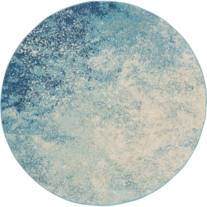 Nourison Passion 5' x Round Navy Light Blue Fabric Modern Area Rug (5' Round)