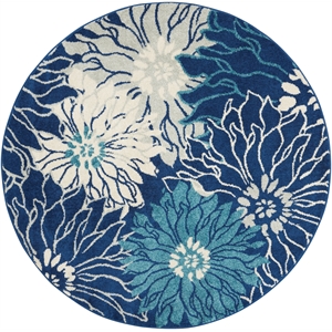 Nourison Passion 5' x Round Navy Ivory Fabric Contemporary Area Rug (5' Round)