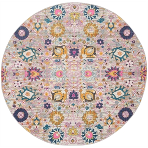 Nourison Passion 8' x Round Pink and Gray Fabric Bohemian Area Rug (8' Round)