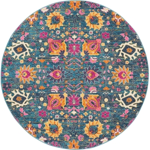 Nourison Passion 5' x Round Denim Fabric Bohemian Area Rug (5' Round)