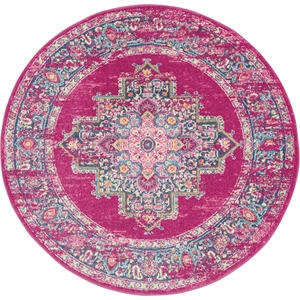 Nourison Passion 5' x Round Pink Fabric Bohemian Area Rug (5' Round)