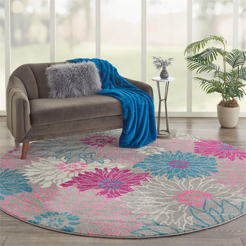 Nourison Passion 8' ROUND Grey Contemporary Indoor Rug Polypropylene