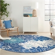 Nourison Passion 8' x Round Navy Ivory Fabric Contemporary Area Rug (8' Round)