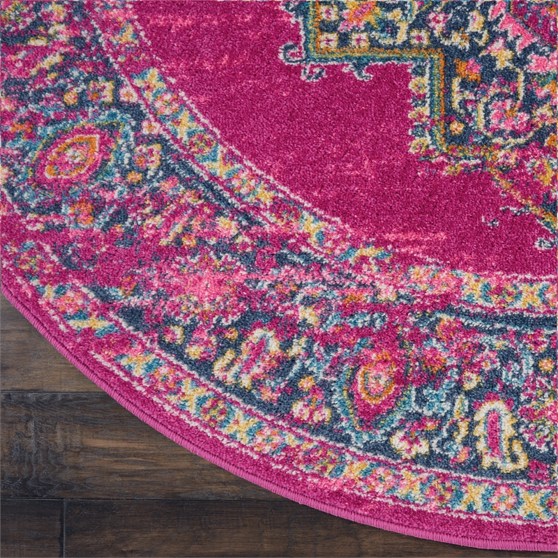 Nourison Passion 8' x Round Pink Fabric Bohemian Area Rug (8' Round)