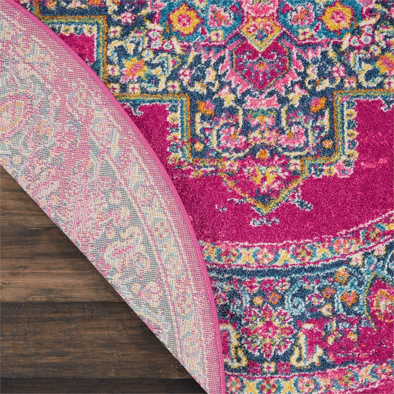 Nourison Passion 8' x Round Pink Fabric Bohemian Area Rug (8' Round)