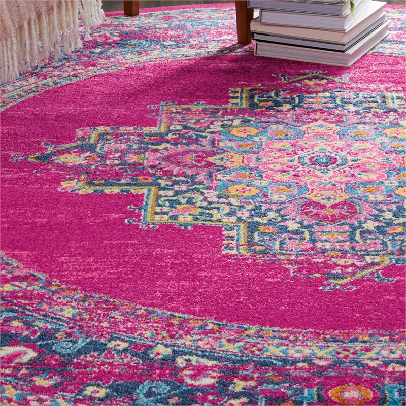 Nourison Passion 8' x Round Pink Fabric Bohemian Area Rug (8' Round)