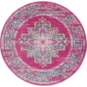 Nourison Passion 8' x Round Pink Fabric Bohemian Area Rug (8' Round)