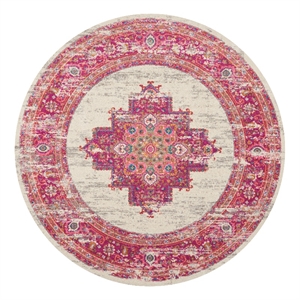 Nourison Passion 8' x Round Pink and White Fabric Bohemian Area Rug (8' Round)