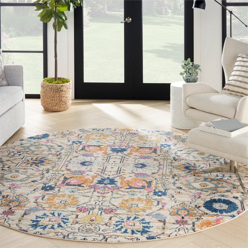 Nourison Passion 8' x Round Ivory Fabric Bohemian Area Rug (8' Round)