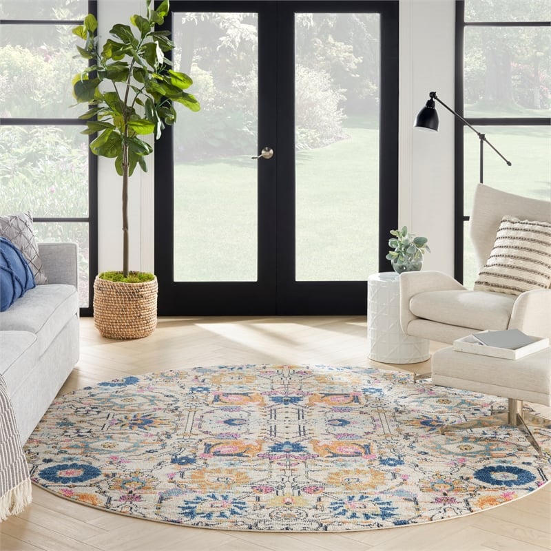 Nourison Passion 8' x Round Ivory Fabric Bohemian Area Rug (8' Round)