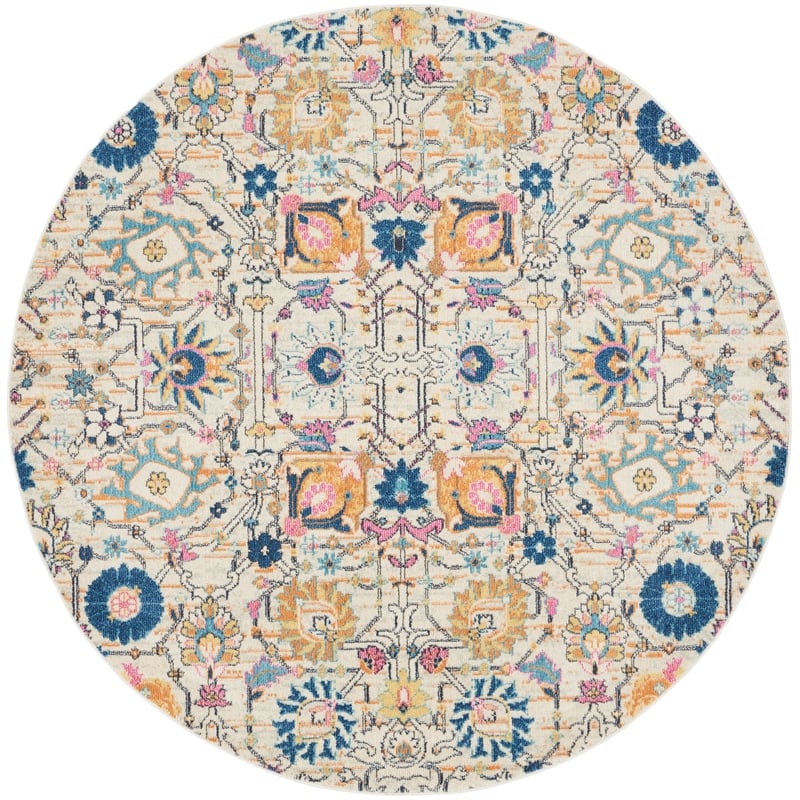 Nourison Passion 8' x Round Ivory Fabric Bohemian Area Rug (8' Round)