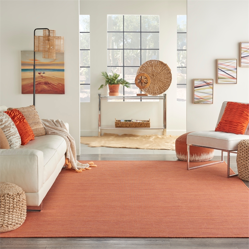 Nourison Positano 10' x 14' Terracotta Fabric Modern Area Rug