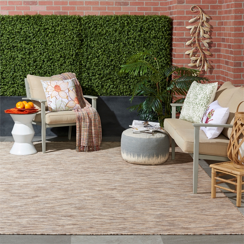 Nourison Positano 6' x 9' Beige Fabric Modern Indoor/Outdoor Area Rug