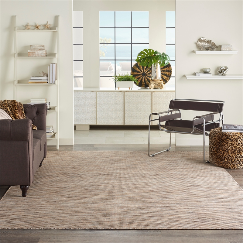 Nourison Positano 6' x 9' Beige Fabric Modern Indoor/Outdoor Area Rug
