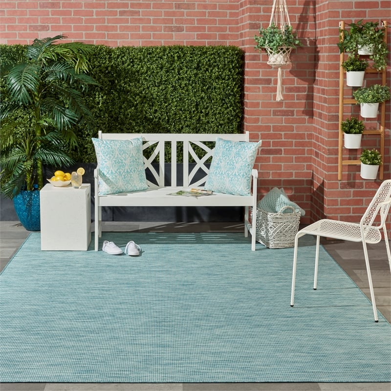 Nourison Positano 10' x 14' Aqua Fabric Modern Area Rug (10' x 14')