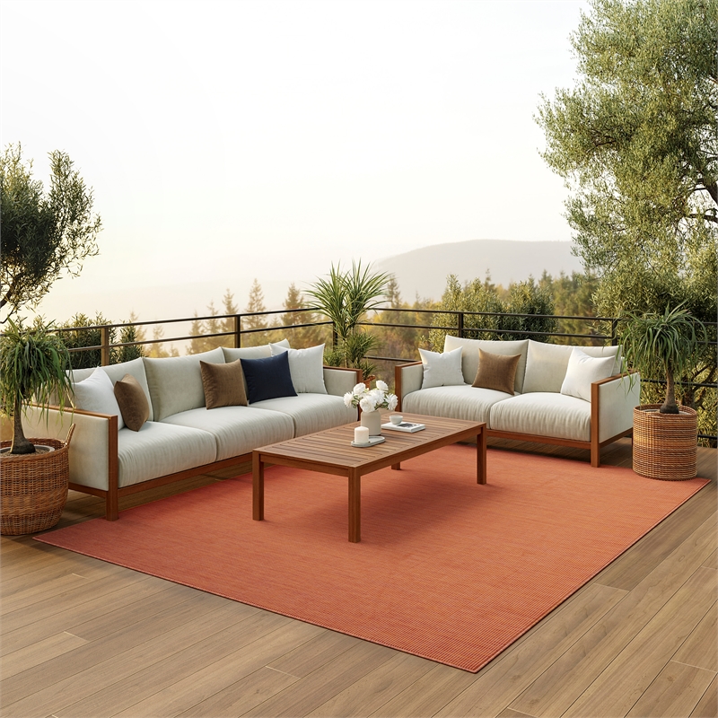 Nourison Positano 9' x 12' Terracotta Fabric Modern Area Rug
