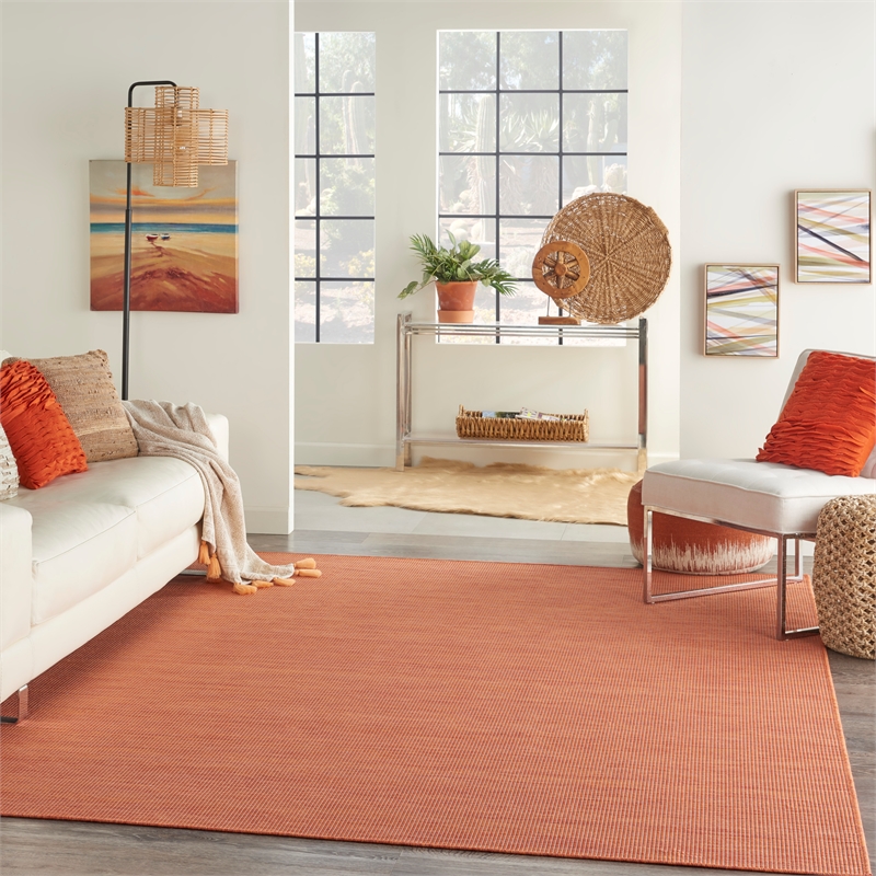 Nourison Positano 9' x 12' Terracotta Fabric Modern Area Rug