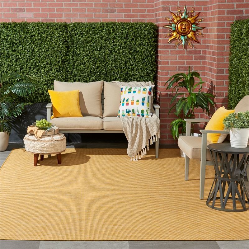 Nourison Positano 9' x 12' Yellow Modern Indoor/Outdoor Rug Polypropylene