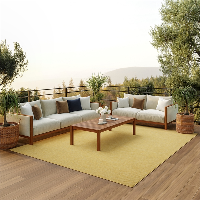 Nourison Positano 9' x 12' Yellow Modern Indoor/Outdoor Rug Polypropylene