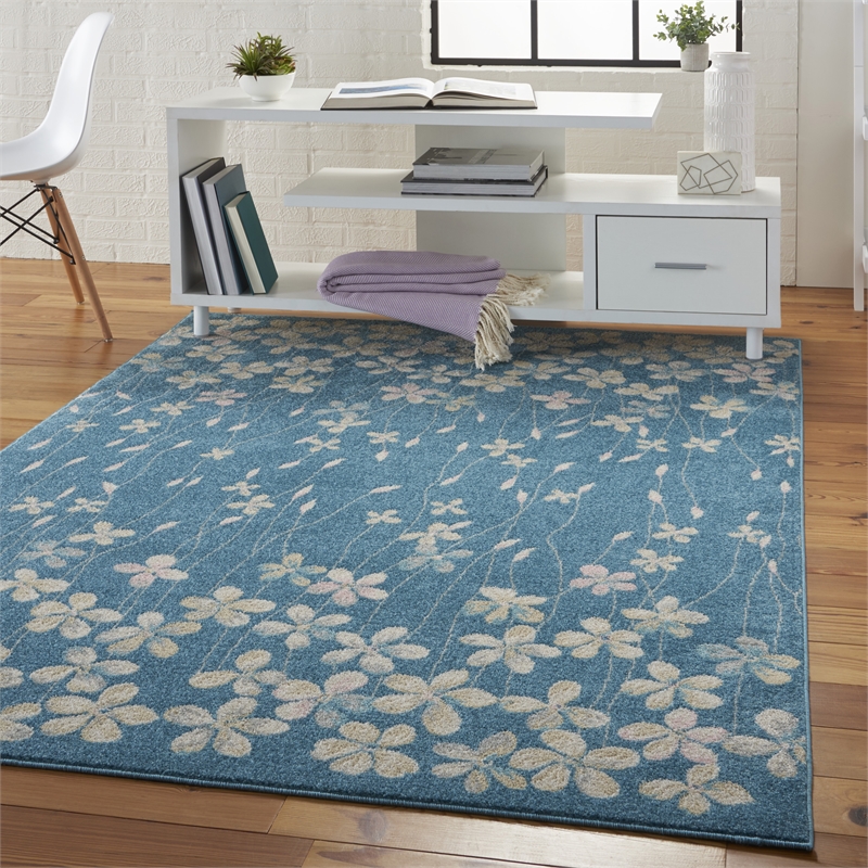 Nourison Tranquil 4' x 6' Turquoise Indoor Rug Polypropylene