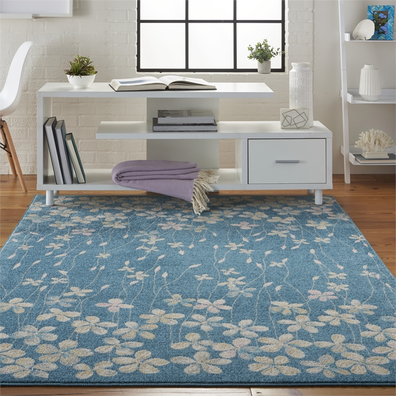 Nourison Tranquil 4' x 6' Turquoise Indoor Rug Polypropylene