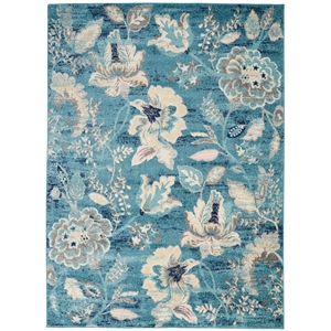 nourison tranquil 4' x 6' turquoise vintage indoor rug