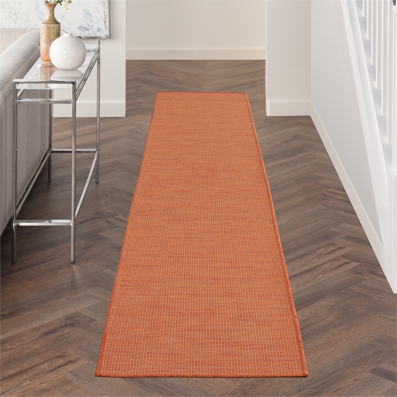 Nourison Positano 10' Runner Terracotta Fabric Modern Area Rug (10' Runner)