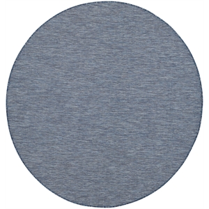 Nourison Positano 6' x Round Navy Blue Fabric Modern Area Rug (6' Round)