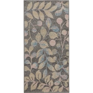 Nourison Tranquil 2' x 4' Grey/Beige Farmhouse Indoor Rug Polypropylene
