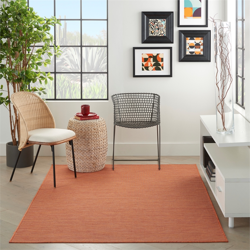 Nourison Positano 4' x 6' Terracotta Fabric Modern Area Rug (4' x 6')