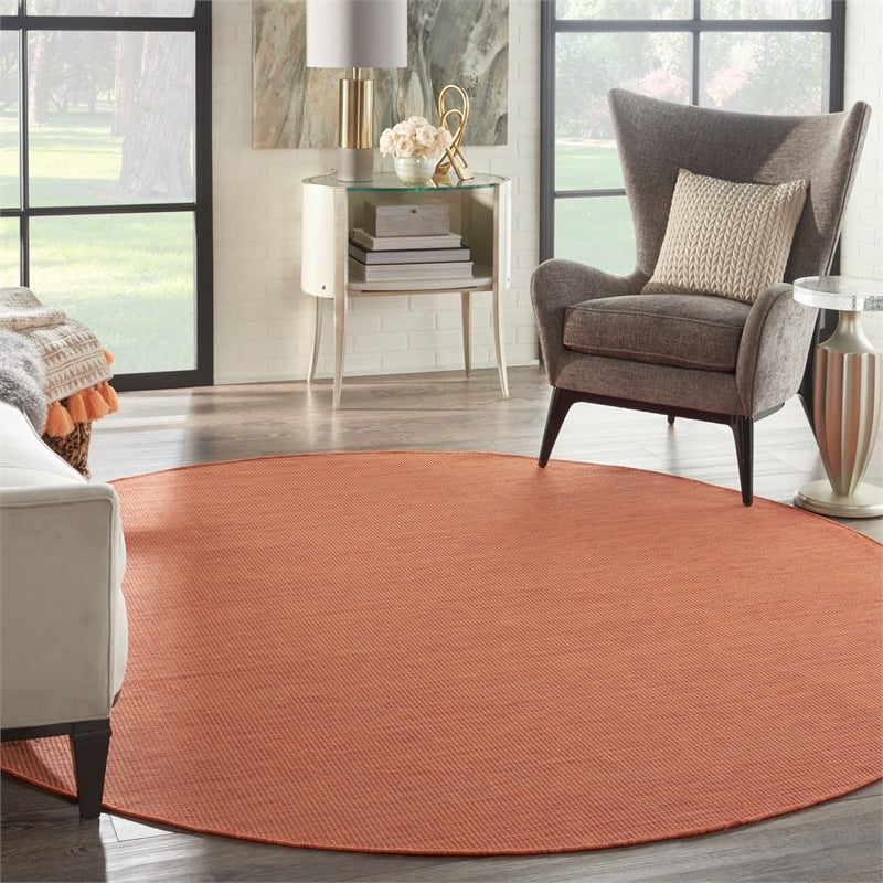 Nourison Positano 8' x Round Terracotta Fabric Modern Area Rug (8' Round)