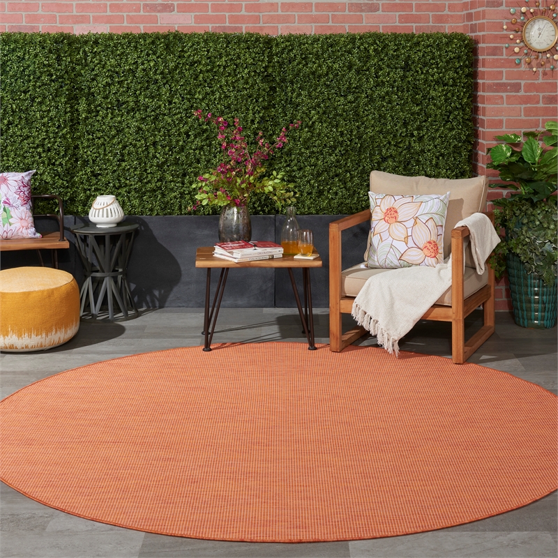 Nourison Positano 8' x Round Terracotta Fabric Modern Area Rug (8' Round)