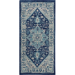 nourison tranquil 2' x 4' ivory/navy bohemian indoor rug