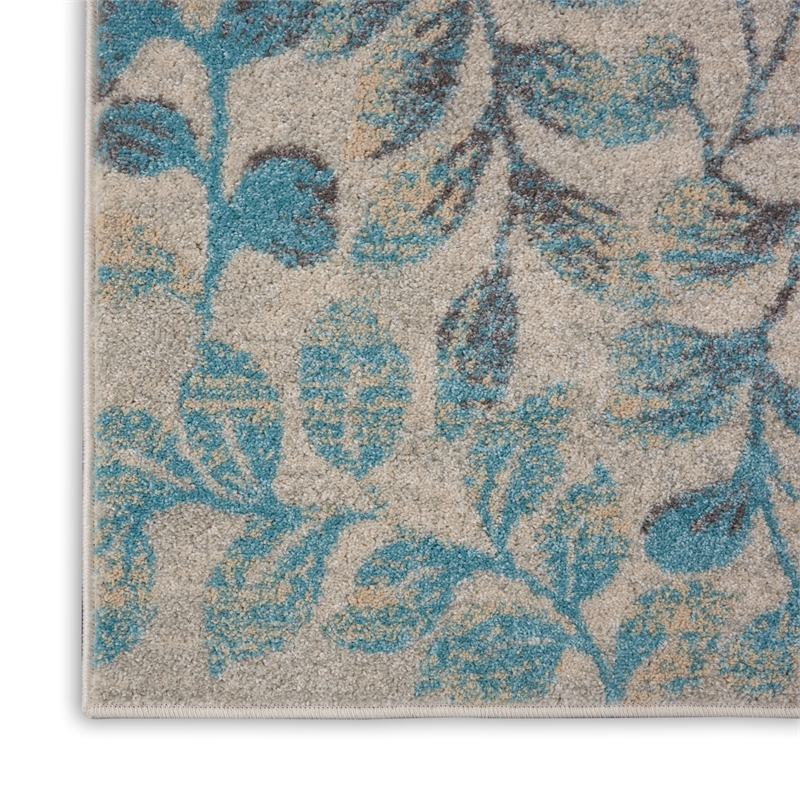 nourison tranquil 2' x 4' ivory/turquoise farmhouse indoor rug