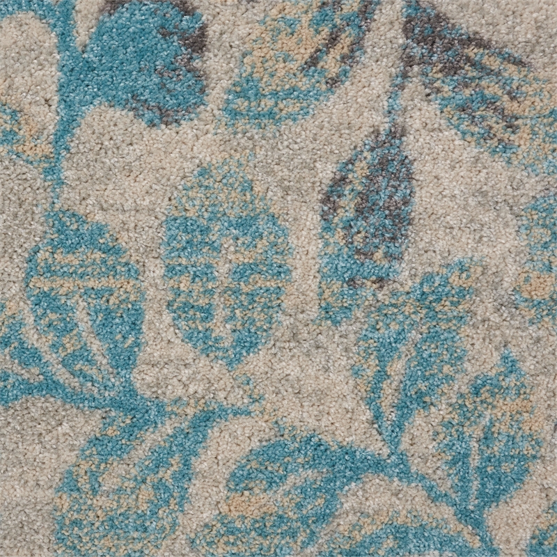 nourison tranquil 2' x 4' ivory/turquoise farmhouse indoor rug