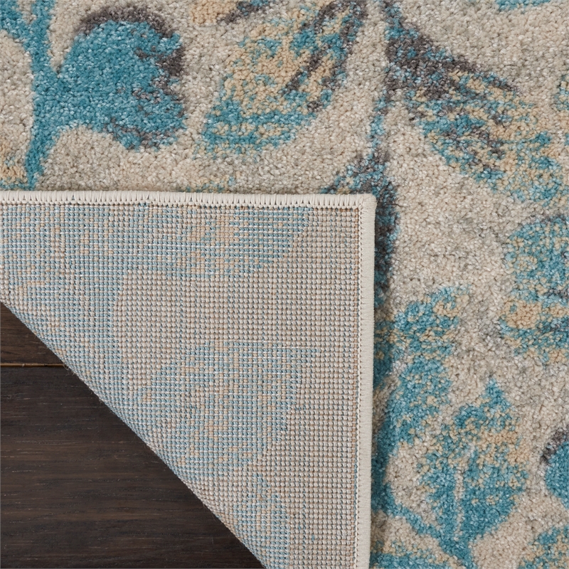 nourison tranquil 2' x 4' ivory/turquoise farmhouse indoor rug